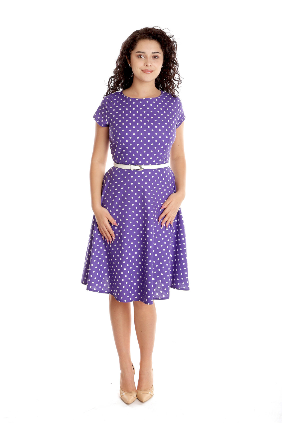 Rochie clos CV24037 mov lila/alb buline, Cesy | marimea M