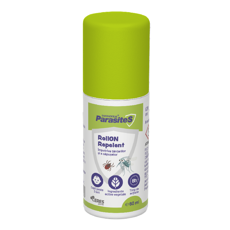 Roll on repelent impotriva tantarilor si capuselor Parasites Santaderm, 60 ml, Viva Pharma