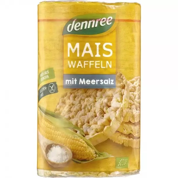 Rondele din porumb expandat cu sare fara gluten, 120g, Dennree
