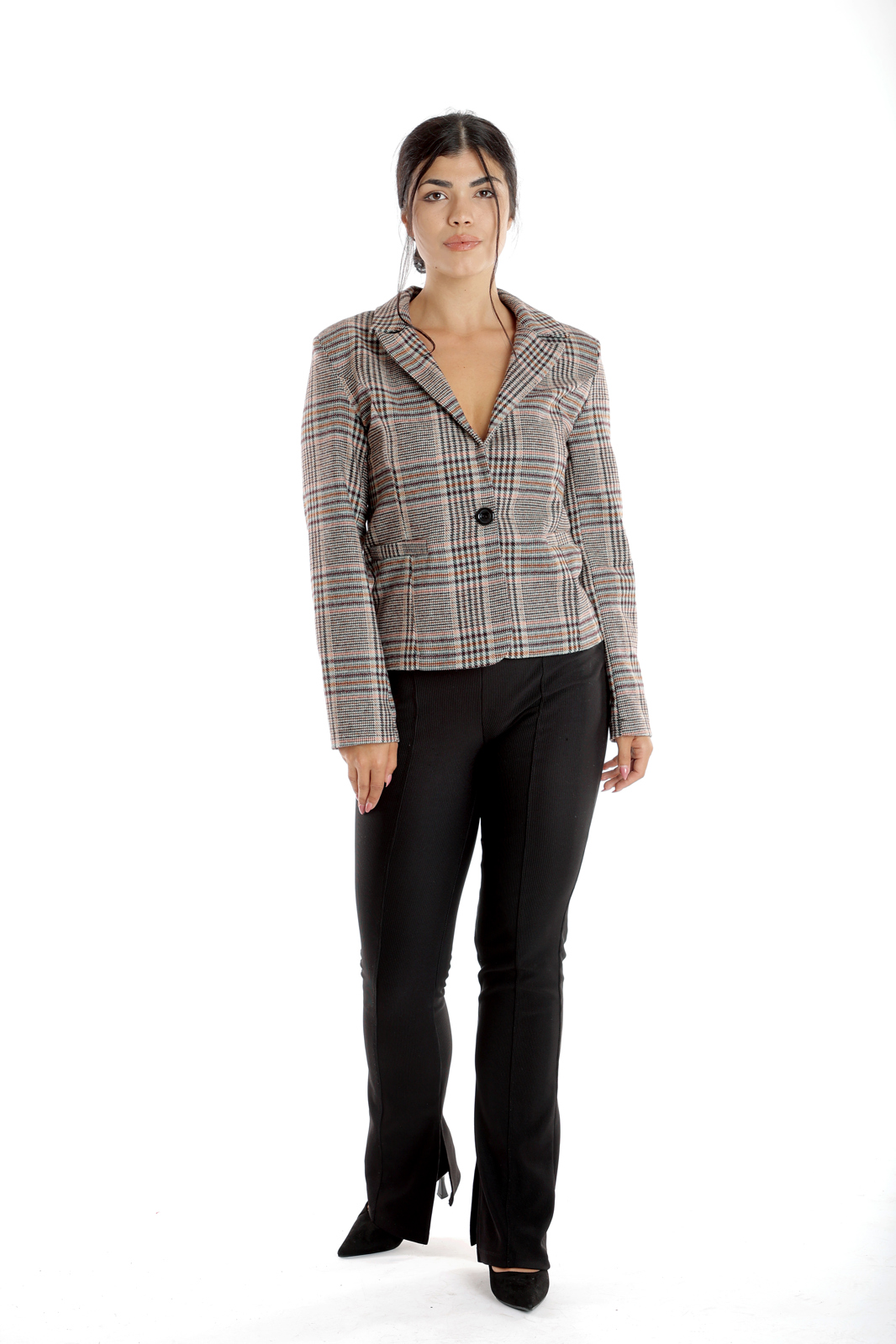 Sacou cadrilat dama DI23S50 bordo/turcoaz/bej, Dress to Impress | marimea 40