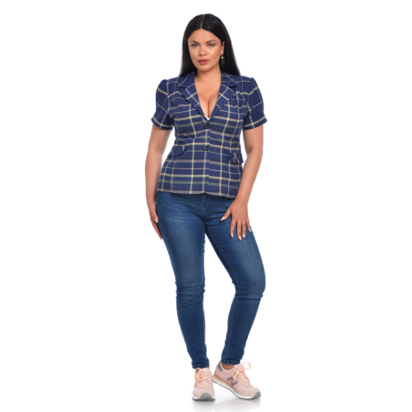 Sacou dama DV22S40 bleumarin/carouri, Dress to Impress | marimea 38