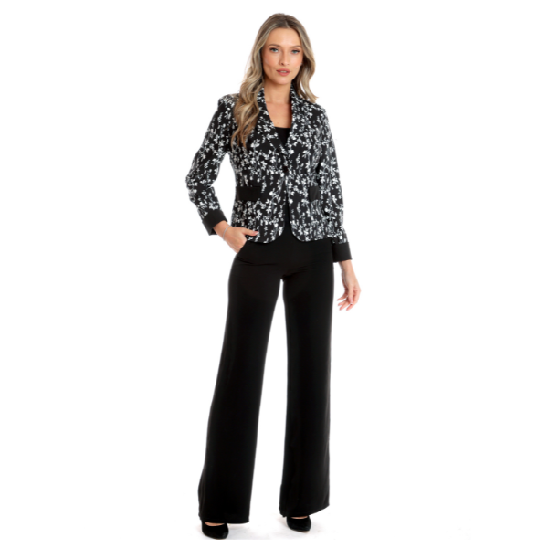 Sacou dama DV24S55 negru/alb floral, Dress to Impress | marimea 40