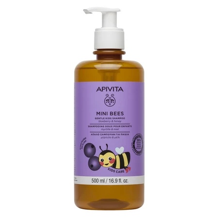 Sampon pentru copii cu extract din afine si miere Mini Bees, 500ml, Apivita