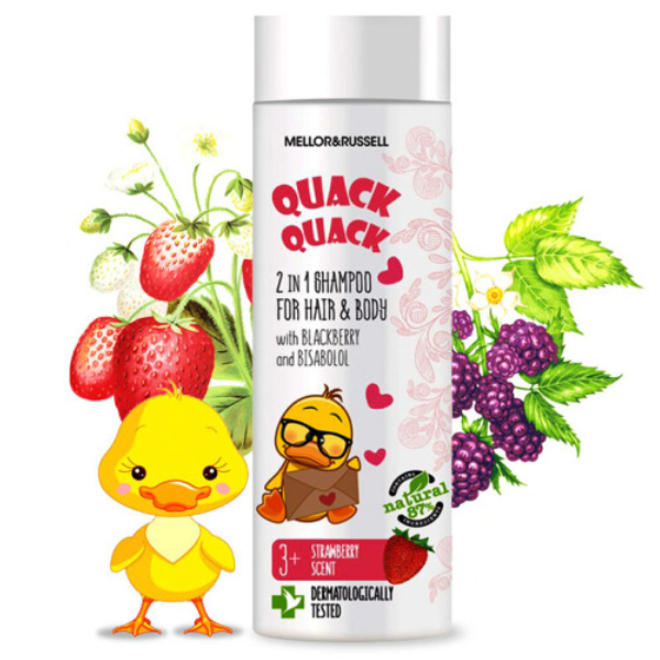 Sampon pentru copii cu mure si capsuni +3ani, QUACK QUACK, Rubella | 200 ml