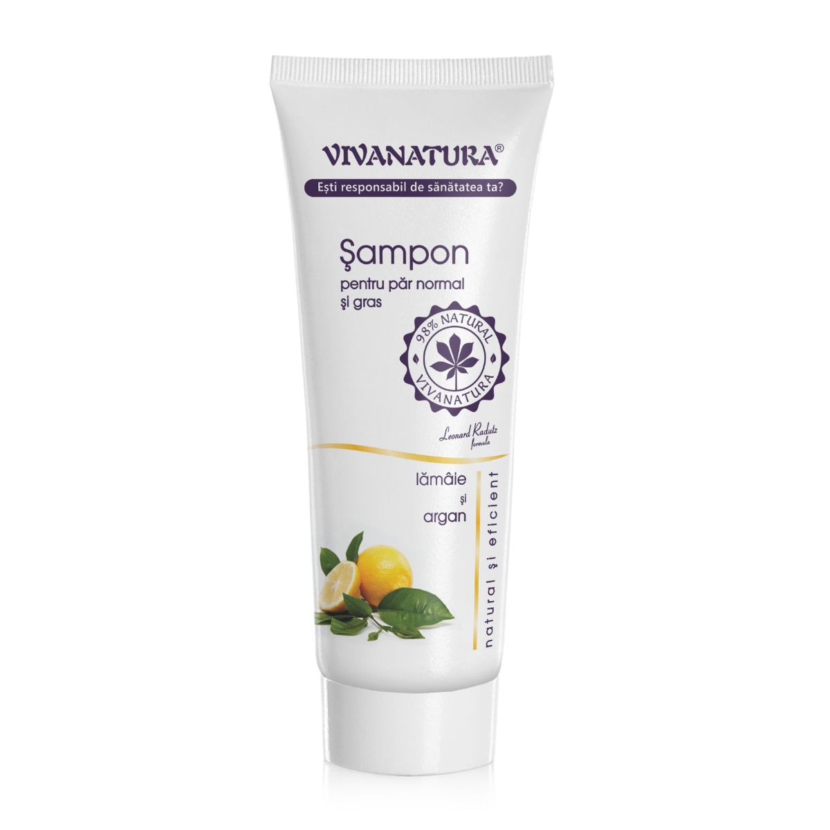 Sampon pentru par normal si gras cu lamaie si argan, 250ml, VivaNatura