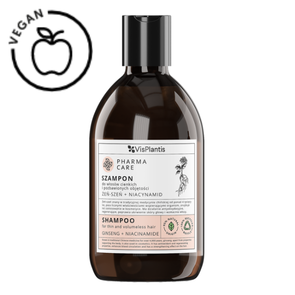 Sampon Pharma Care pentru par subtire fara volum cu Ginseng si Niacinamide, Green Pharmacy | 500 ml