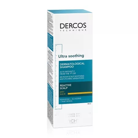 Sampon ultra calmant pentru par uscat Dercos Ultra Soothing, 200ml, Vichy