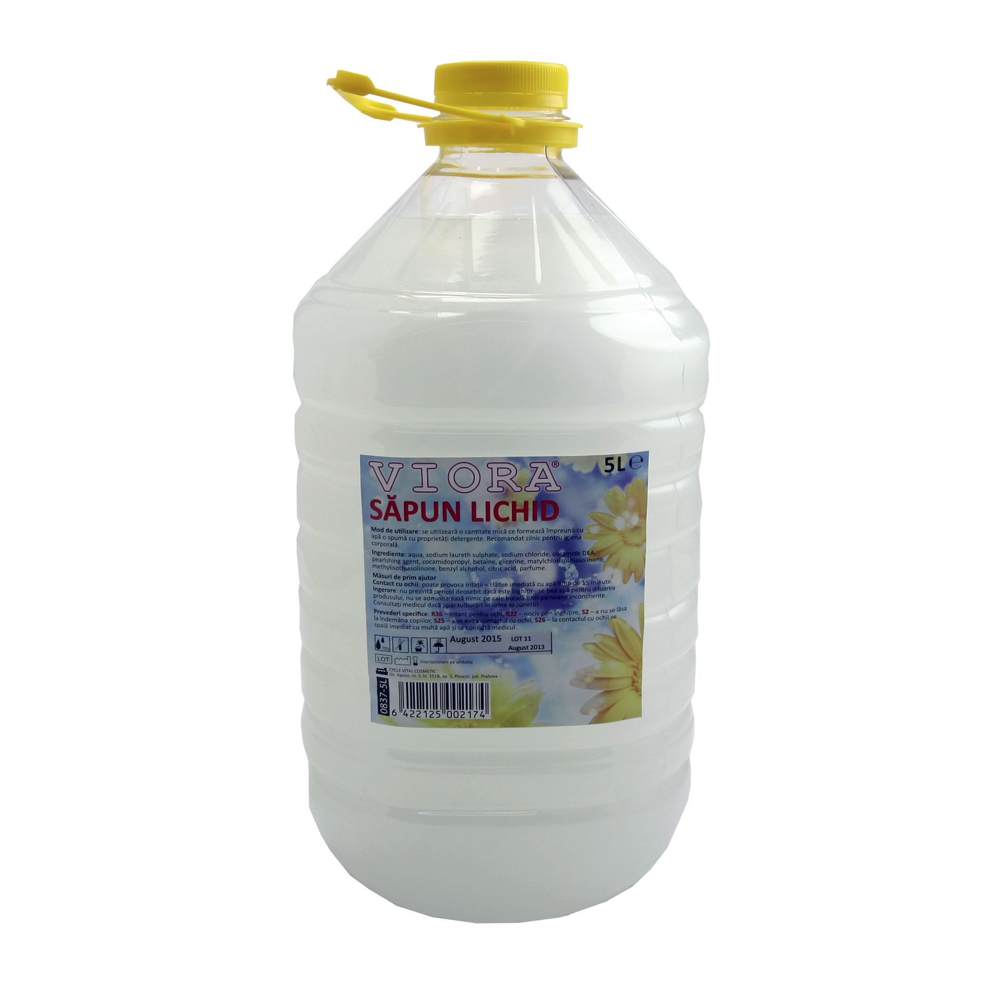 Sapun lichid, 5L, alb sidefat, pH neutru, VIORA