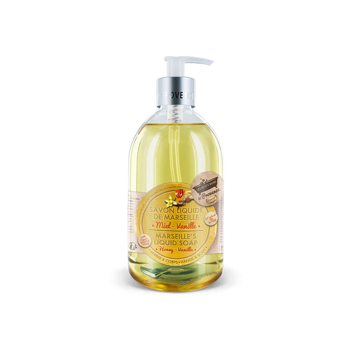 Sapun lichid de Marsilia cu Miere si Vanilie, 500ml, Les Petites Bains de Provence