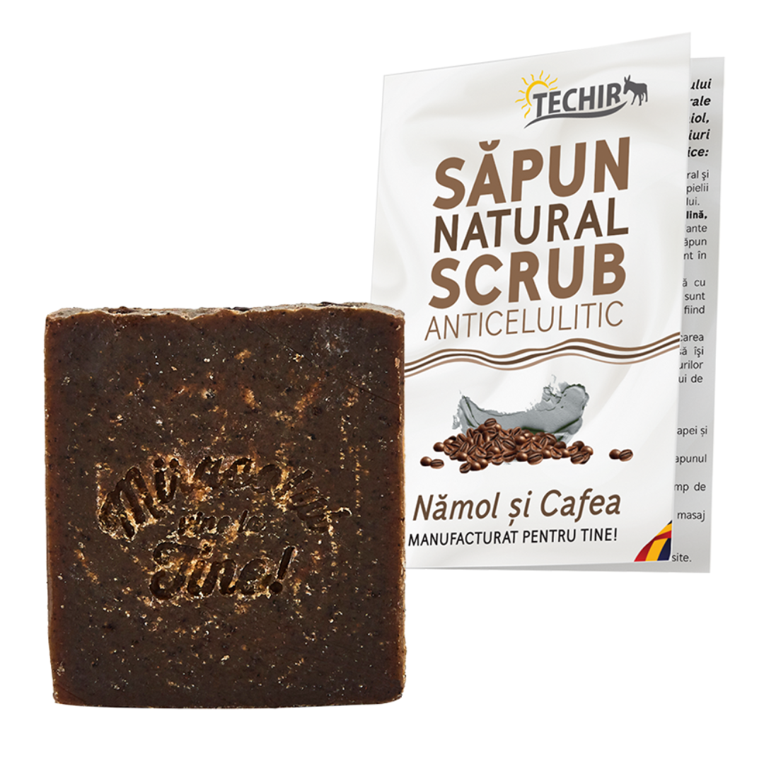 Sapun natural scrub anticelulitic namol si cafea,120g, Techir