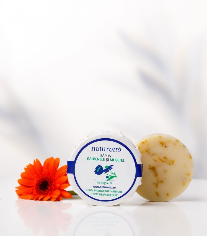 Sapun solid natural cu galbenele si musetel, 80g, Naturotto
