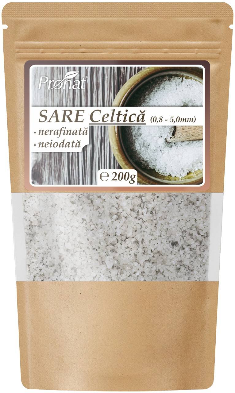 Sare celtica grunjoasa, nerafinata, neiodata 200g - Pronat
