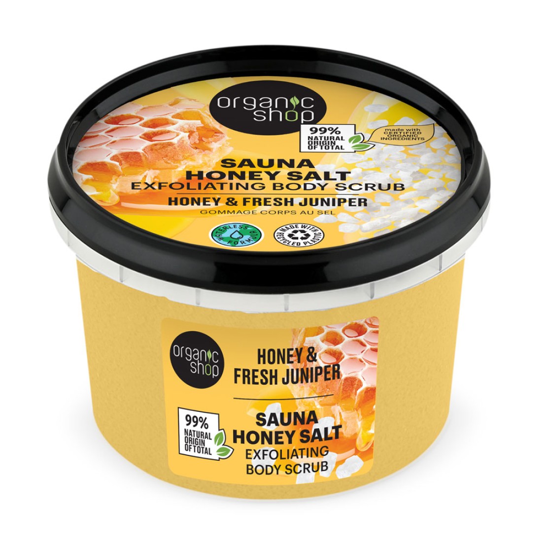 Scrub de corp Honey & Fresh Juniper Sauna Honey Salt, 250ml, Organic Shop