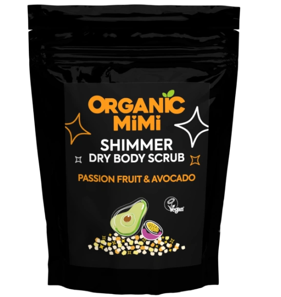 Scrub de corp stralucitor cu fructul pasiunii si avocado, 150g, Organic Mimi