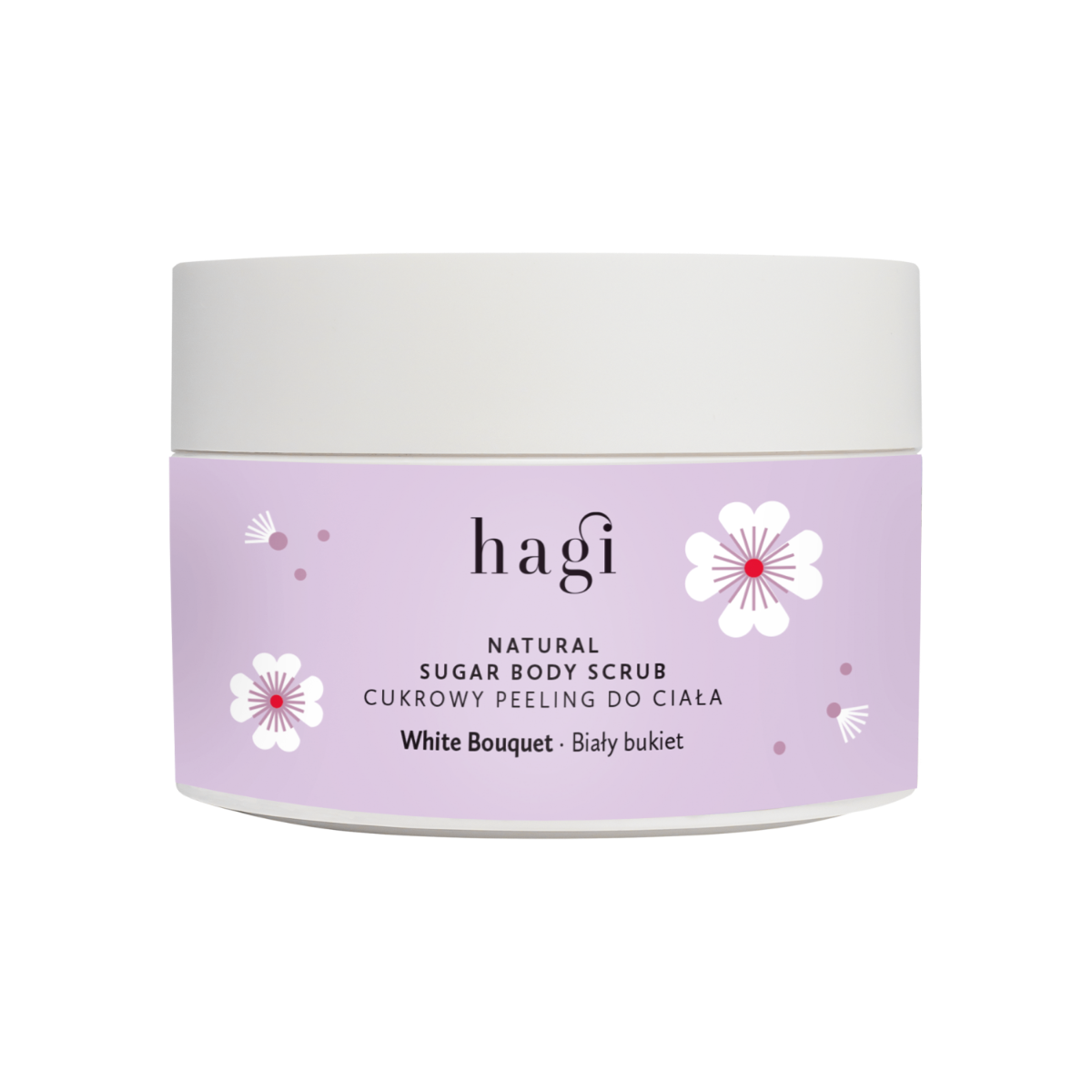 Scrub natural pentru corp cu zahar White Bouquet, 200g, Hagi