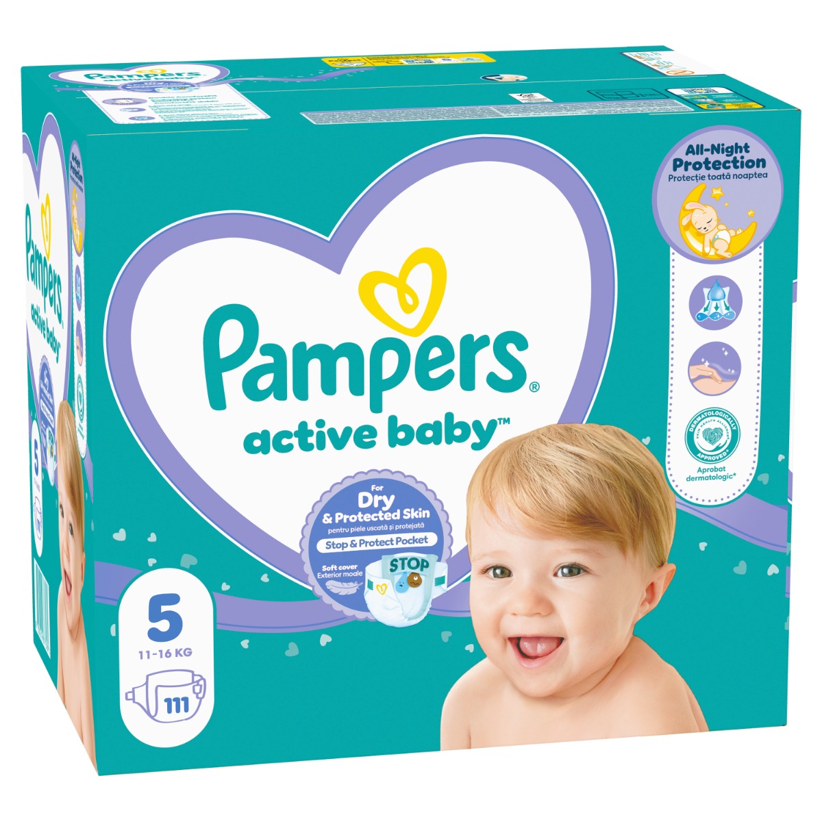 Scutece Active Baby Mega Box Marimea 5 pentru 11 -16 kg, 111 bucati, Pampers
