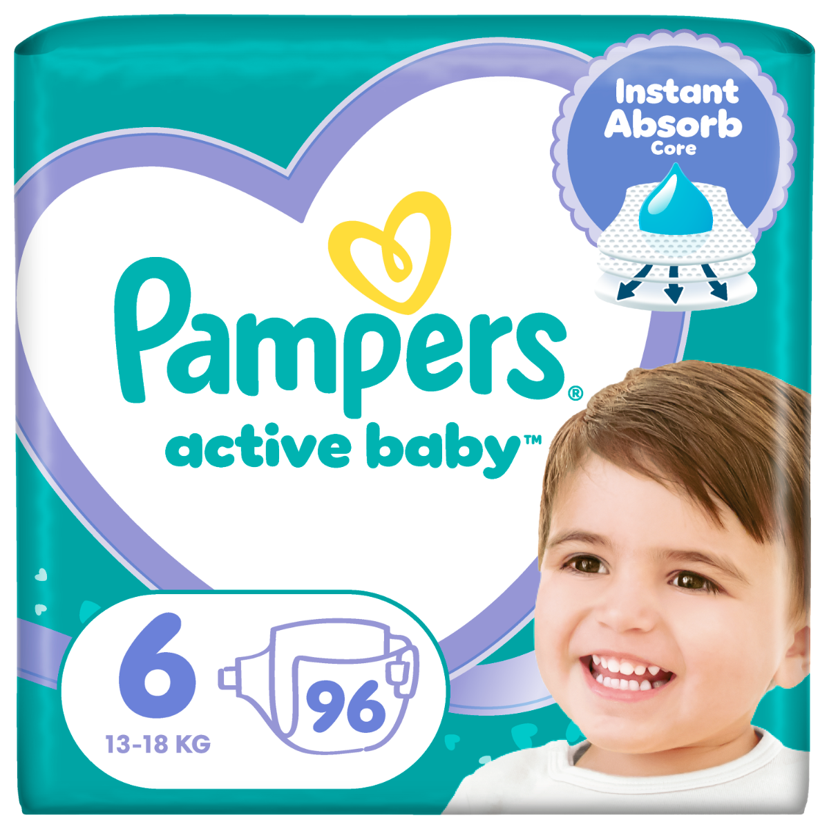 Scutece Active Baby Mega Box Marimea 6 pentru 13 -18 kg, 96 bucati, Pampers