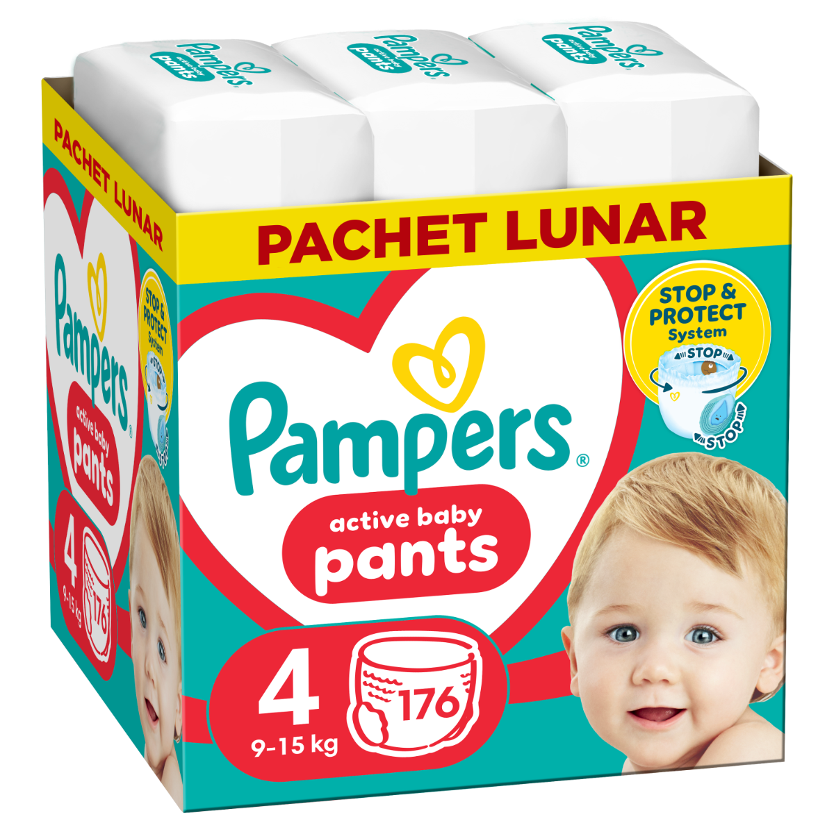 Scutece Active Baby Pants Nr.4 pentru 9-15 kg, 176 bucati, Pampers