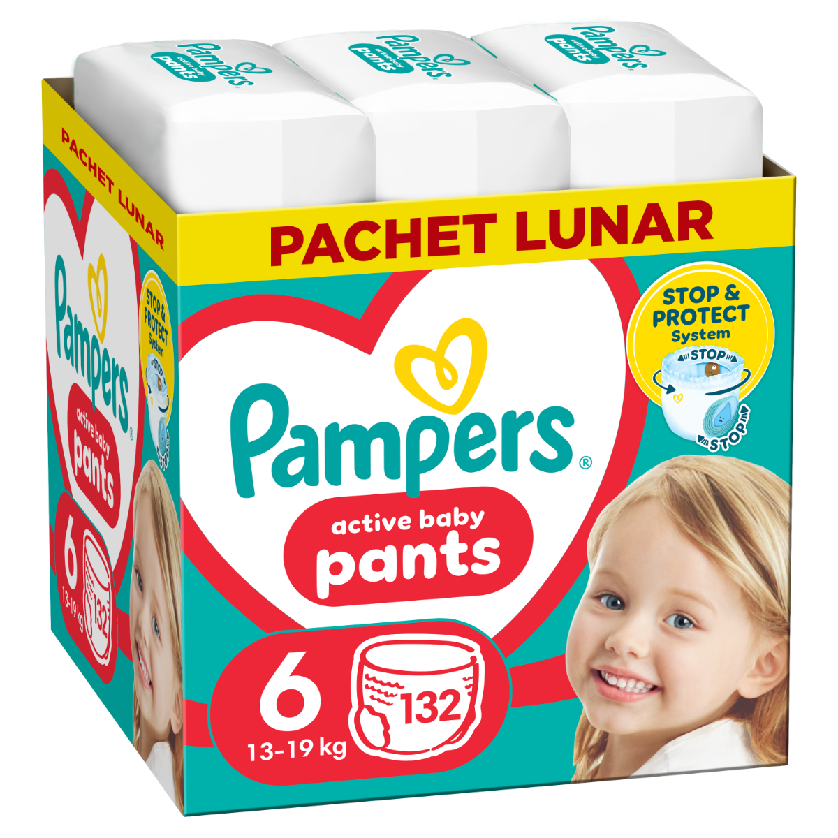 Scutece Active Baby Pants Nr.6 pentru 13-19 kg, 132 bucati, Pampers