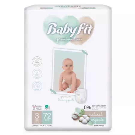 Scutece bio tip chilot Midi Jumbo, nr. 3, 4-9kg, 72 bucati, 712, Babyfit