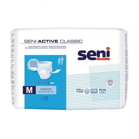 Scutece Chilot absorbant Active Classic, M, 10 bucati, Seni