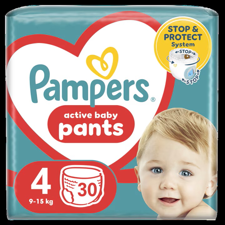 Scutece-chilotel Pants Marimea 4 pentru 9-15kg, 30 bucati, Pampers