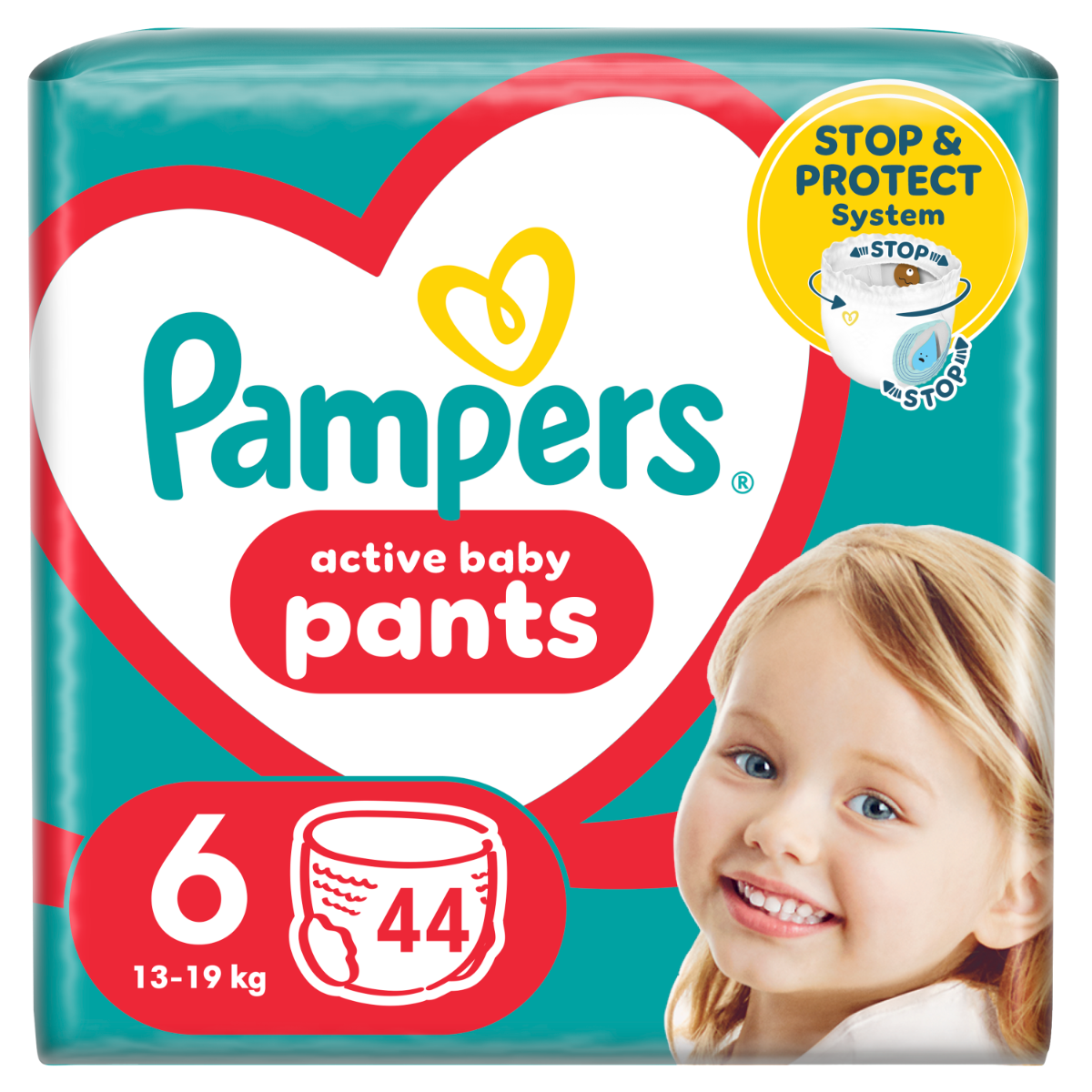 Scutece-chilotel Pants Marimea 6 pentru 13-19 kg, 44 bucati, Pampers