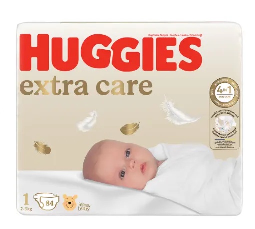 Scutece Extra Care nr 1, 2-5 kg, 84 bucati, Huggies