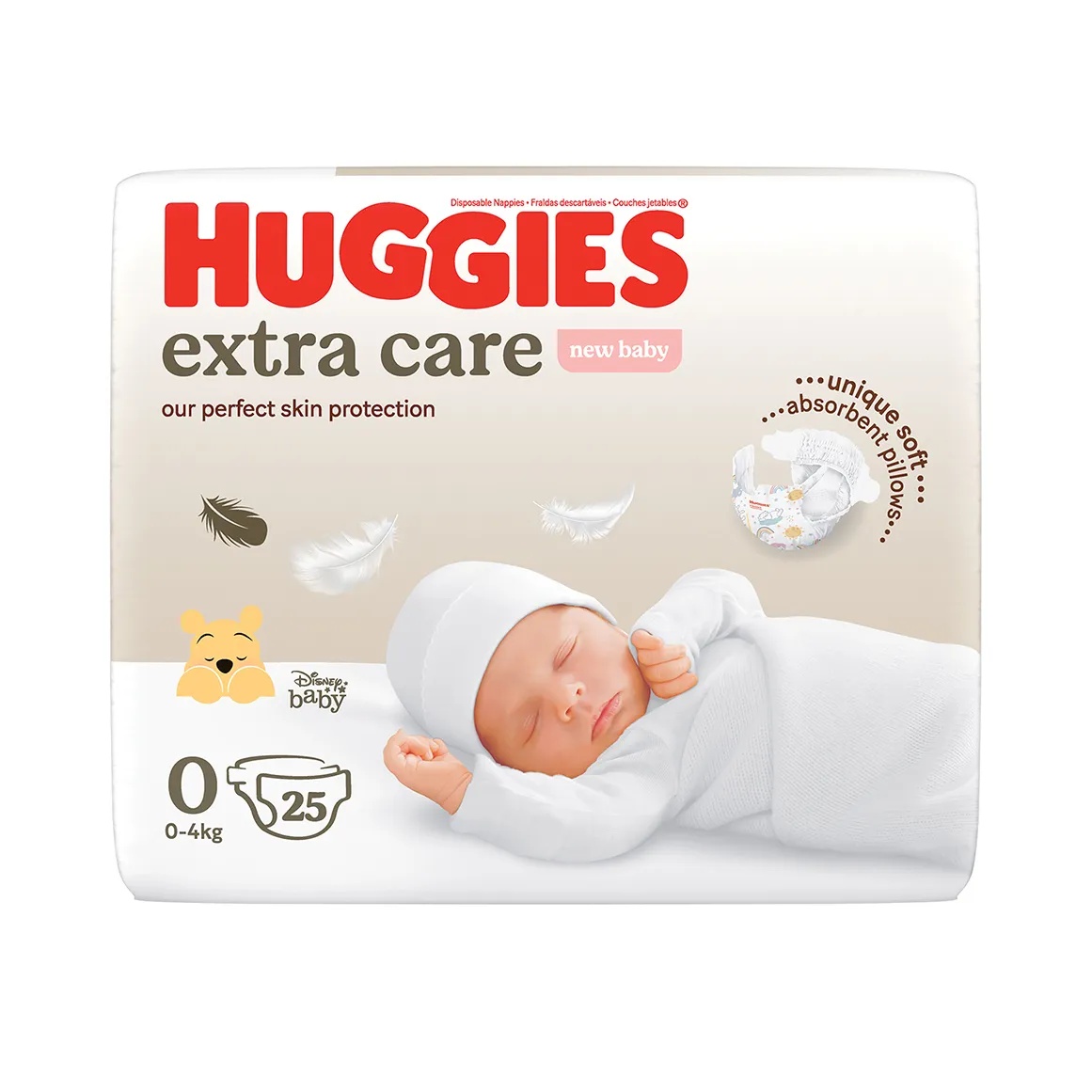Scutece Huggies Extra Care pentru nou-nascuti 0, 25 bucati, Huggies
