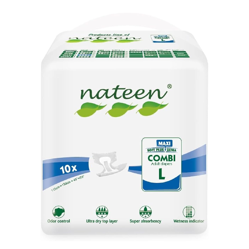 Scutece pentru adulti Combi Plus Line, marimea L, 10 bucati, Nateen