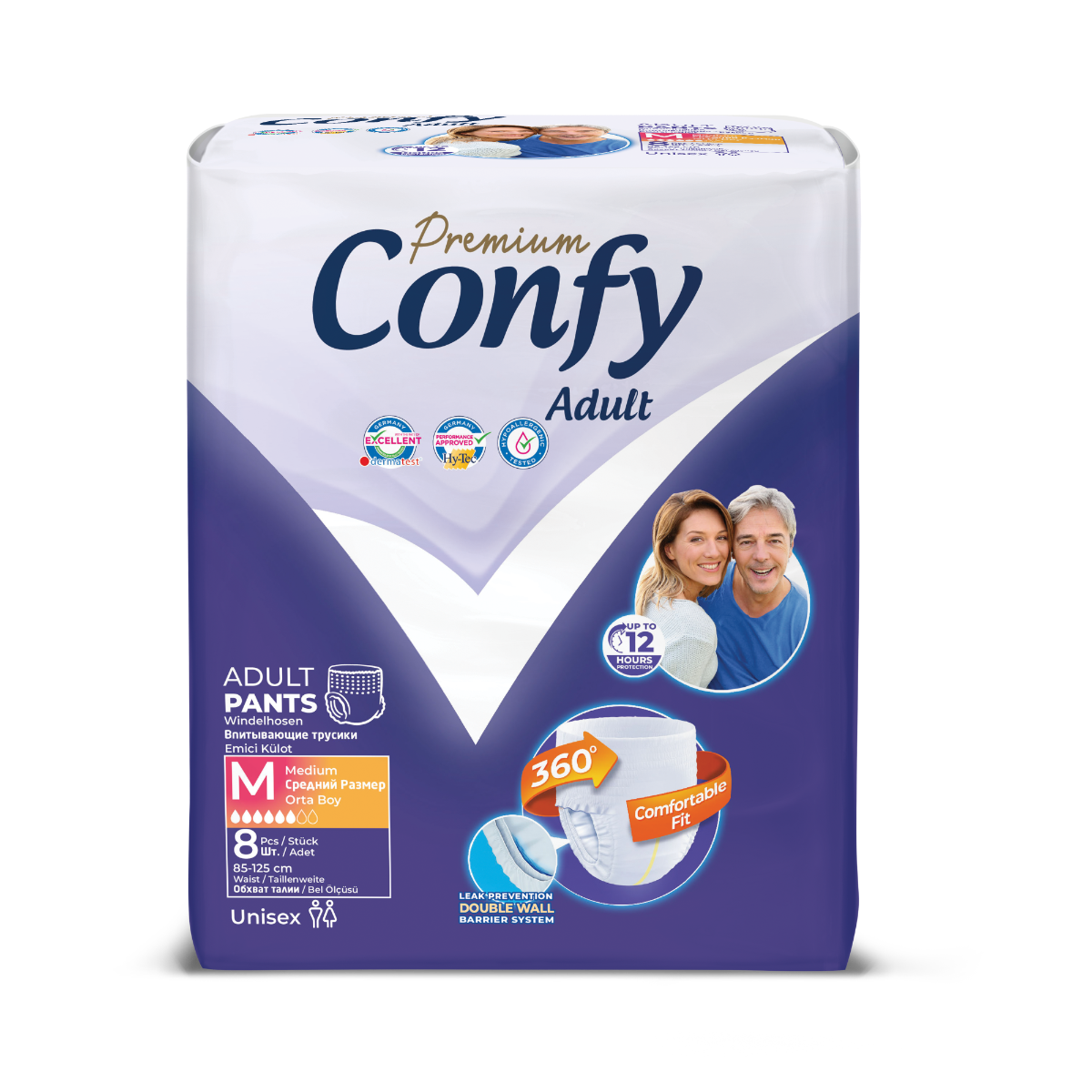 Scutece pentru adulti Premium Marime M, 8 bucati, Confy