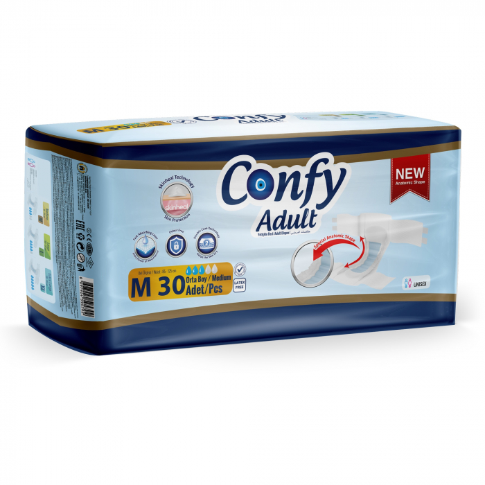 Scutece pentru incontinenta adulti Medium Jumbo, 30 bucati, Confy
