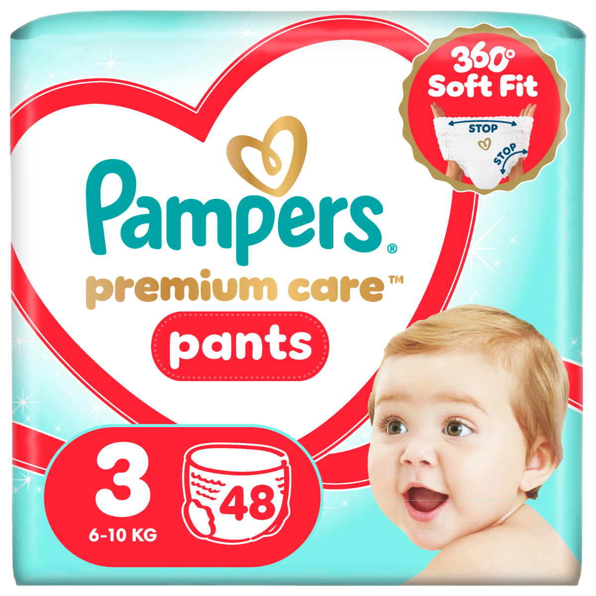 Scutece Premium Care Pants Nr.3 6-11kg, 48 bucati, Pampers