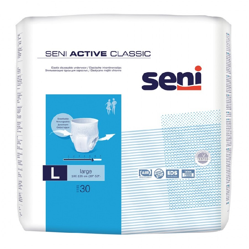Scutece tip chilot pentru adulti Active Classic Large, 30 bucati, Seni
