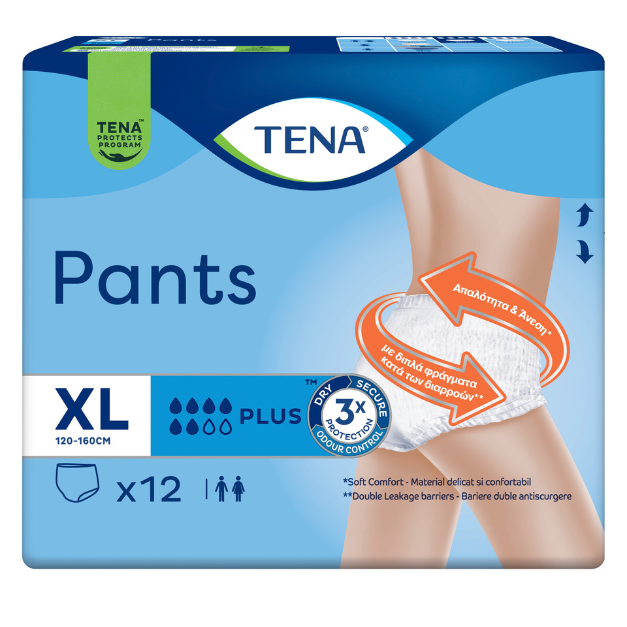 Scutece tip chilot pentru adulti Tena Pants Plus XL, 12 bucati