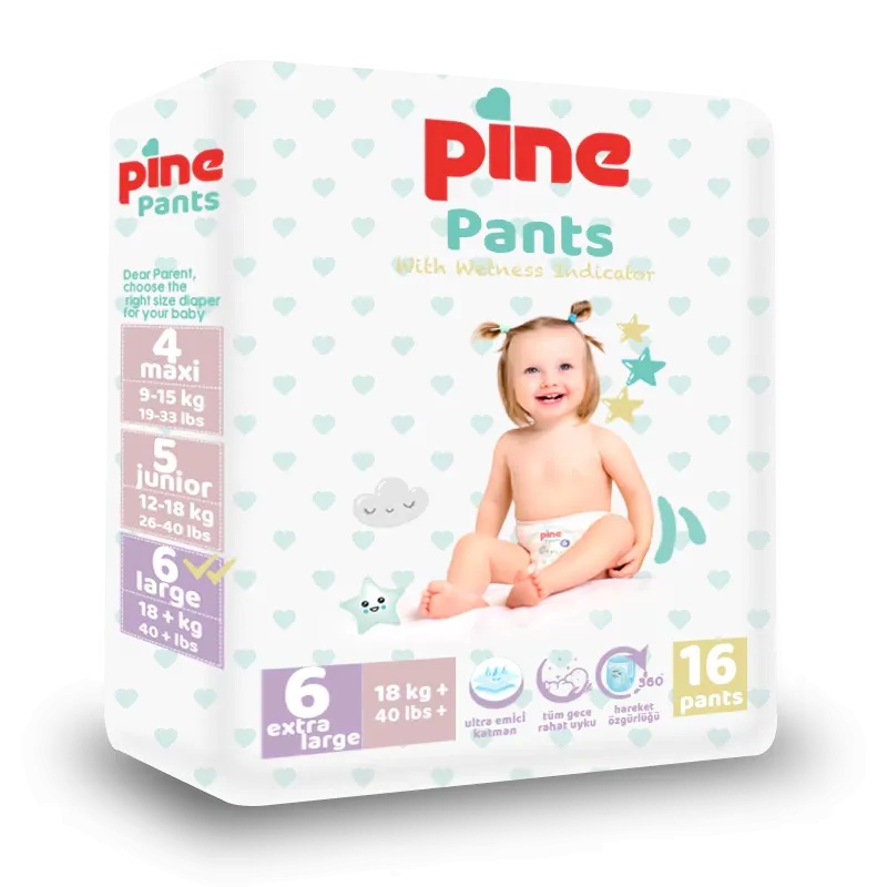 Scutece tip chilot pentru copii Extra large +18kg, 16 bucati, Pine Soft