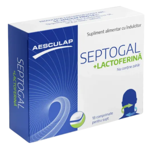 Septogal+Lactoferina, Aesculap | 18 comprimate de supt