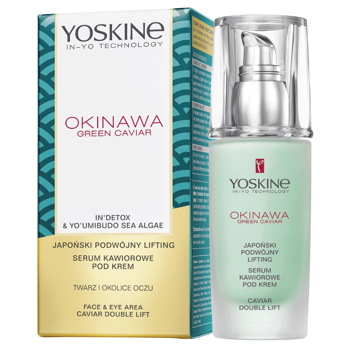 Ser dublu lift cu caviar verde pentru fata si ochi Okinawa Green Caviar, 30ml, Yoskine