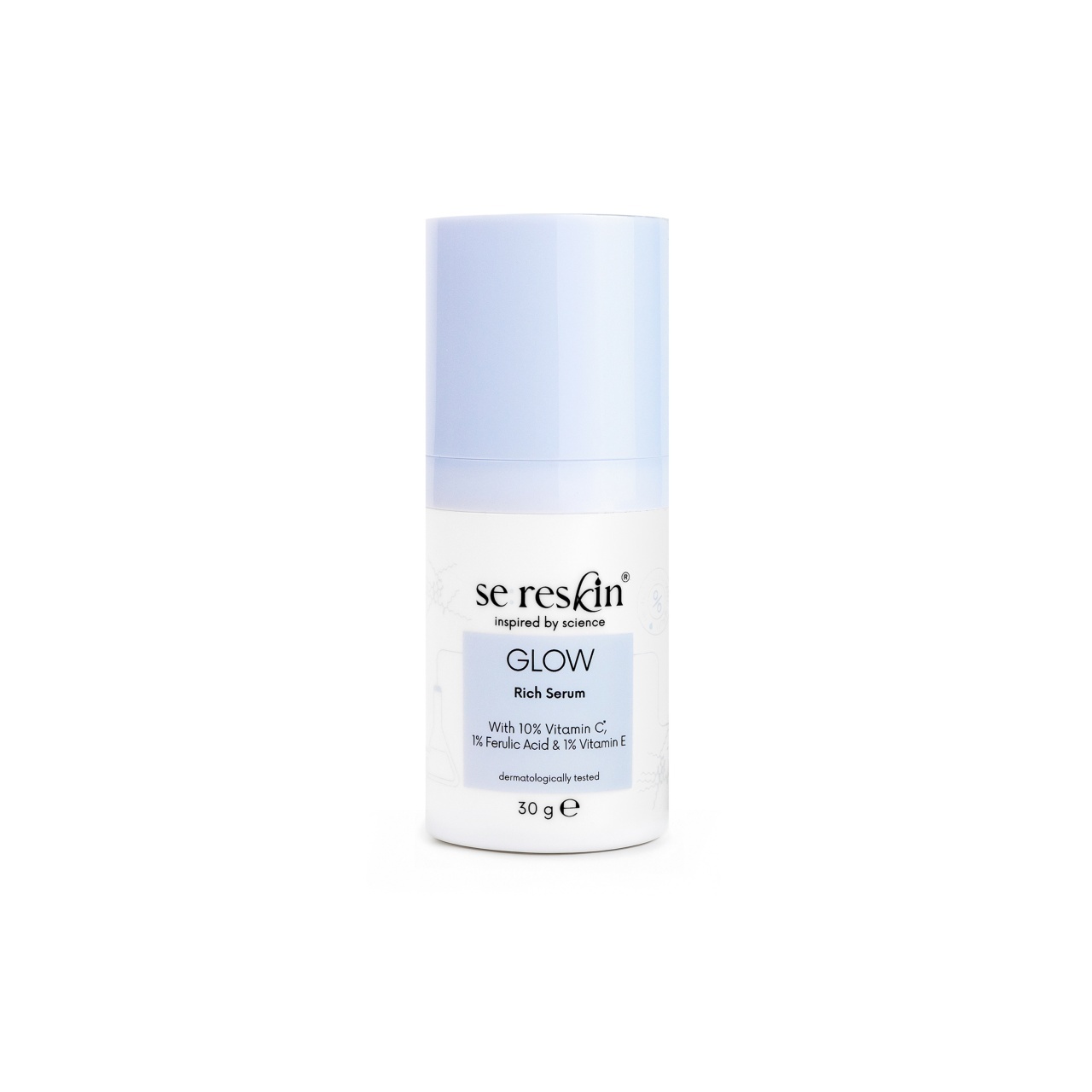 Ser pentru fata iluminator cu 10% vitamina C, E si acid ferulic Glow, 30 g, Se:Reskin
