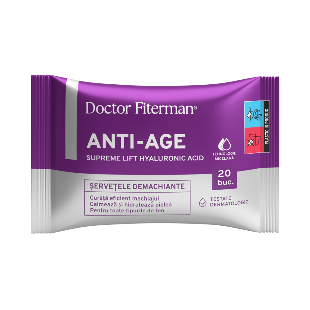 Servetele demachiante Anti-Age Supreme Lift, 20 bucati, Doctor Fiterman