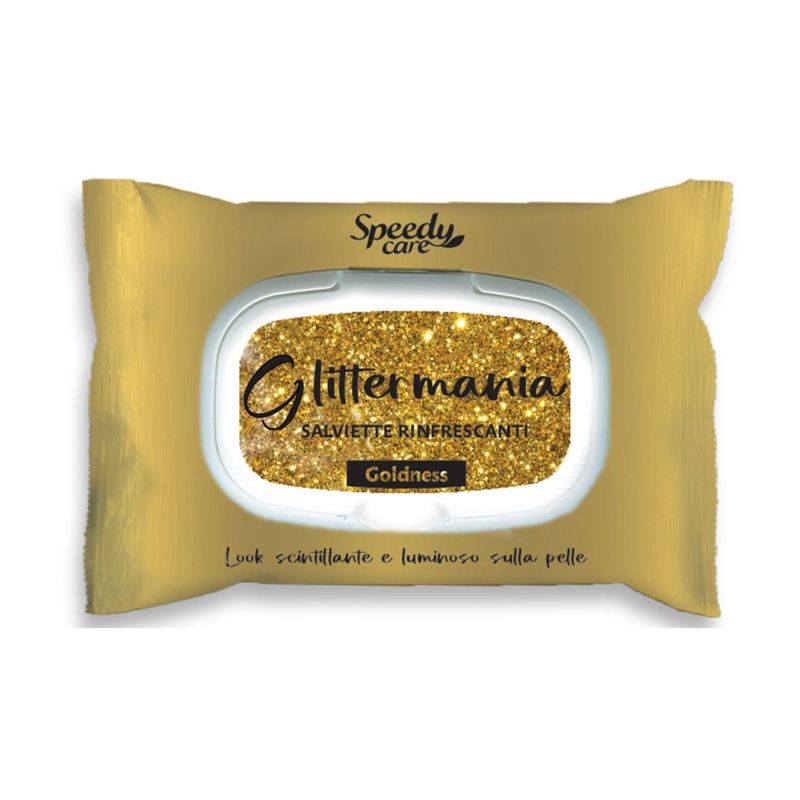 Servetele refreshing cu sclipici pentru fata si corp Glittermania Goldness Auriu, O-Pac | 15 buc