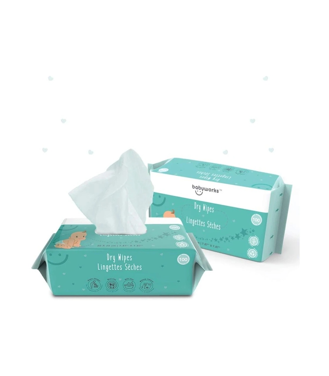 Servetele textile uscate biodegradabile, 20x20 cm, 100 bucati, Baby Works