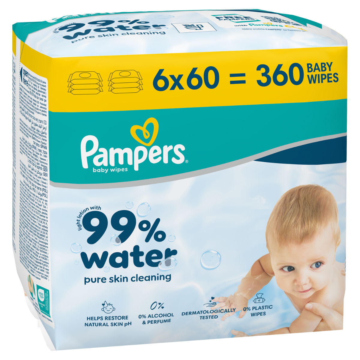 Servetele umede 99% apa cu lotiune usoara, 360 bucati, Pampers