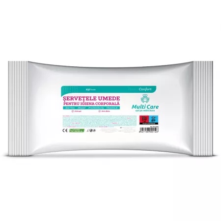 Servetele umede Confort pentru igiena corporala, 50 bucati, Multi Care