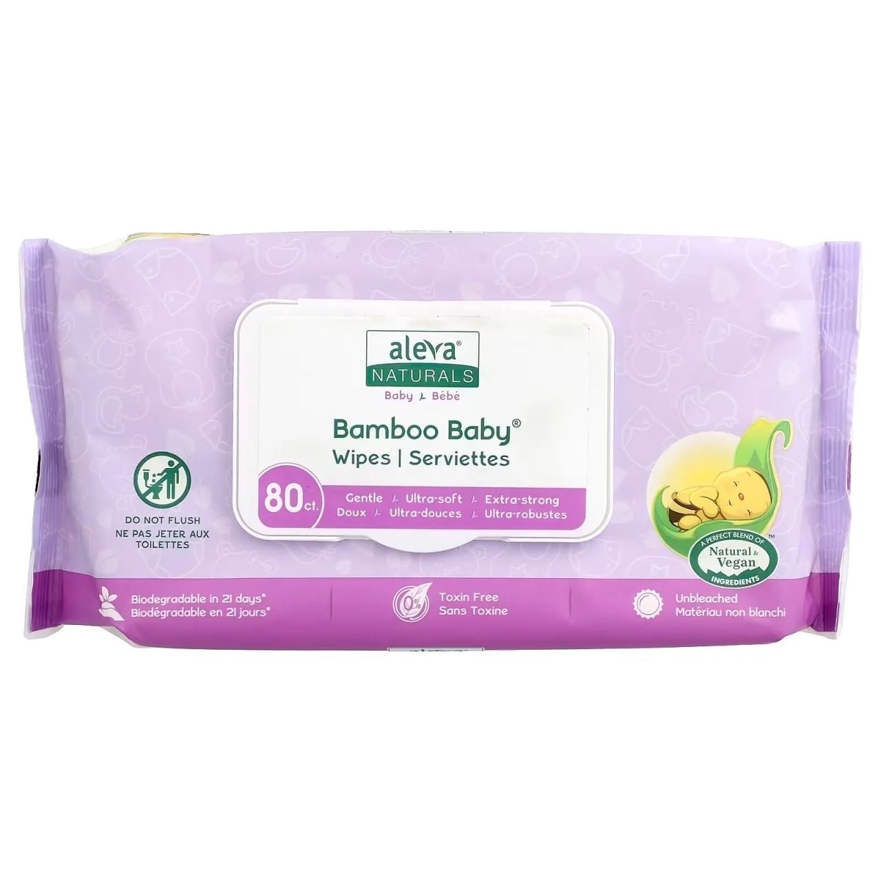 Servetele umede din fibre de bambus, 80 bucati, Aleva Naturals