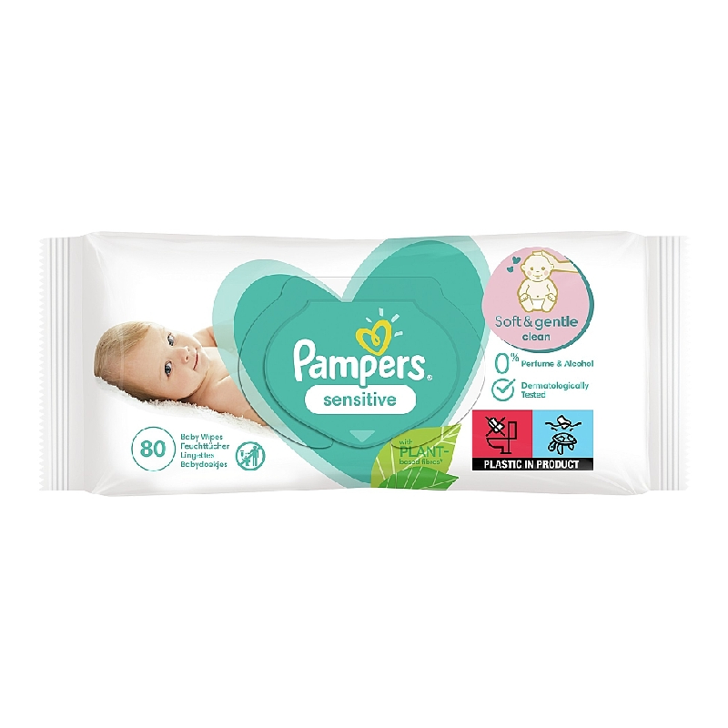 Servetele umede Sensitive, 80 bucati, Pampers