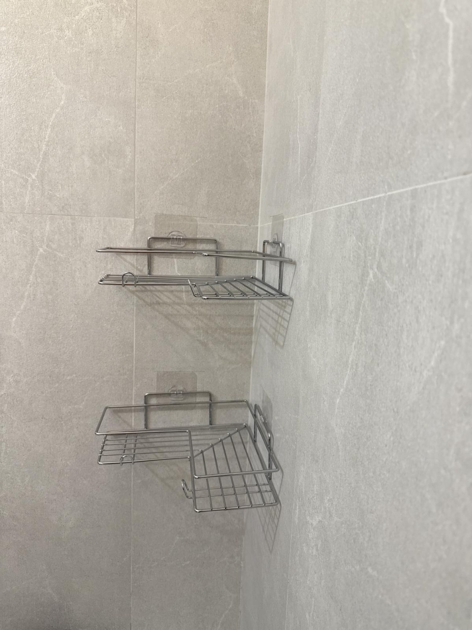Set 2 etajere baie fără găurire – prindere prin lipire, finisaj cromat - poza 5