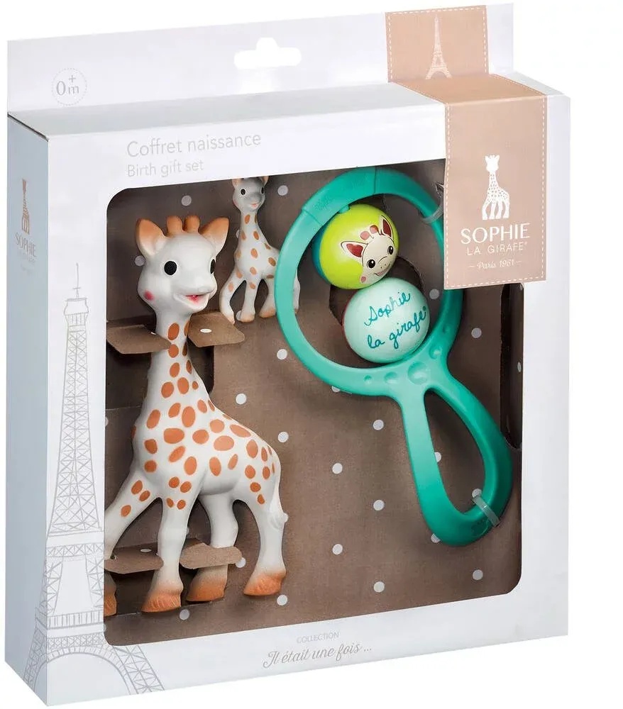 Set cadou Girafa Sophie cu zornaitoare swing si breloc, +0 luni, 010324, Vulli