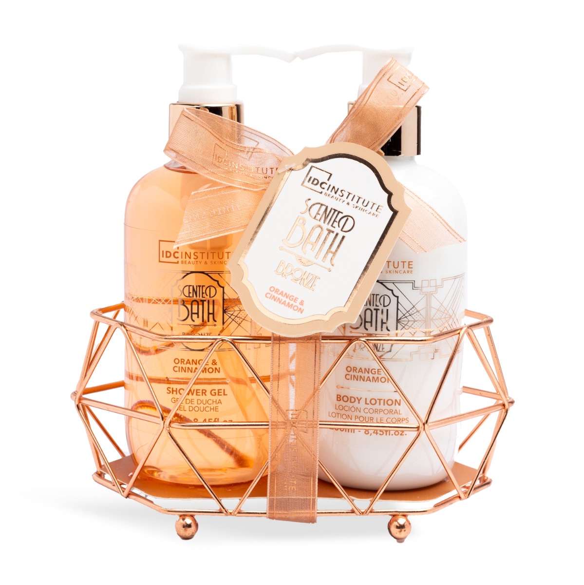 Set de baie in suport metalic Scented Bronze Duo, 2 piese, IDC Institute