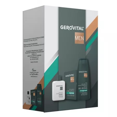 Set Lotiune dupa ras, 100ml + Gel de dus revigorant, 3 in 1, 400ml, 4442, Gerovital Men